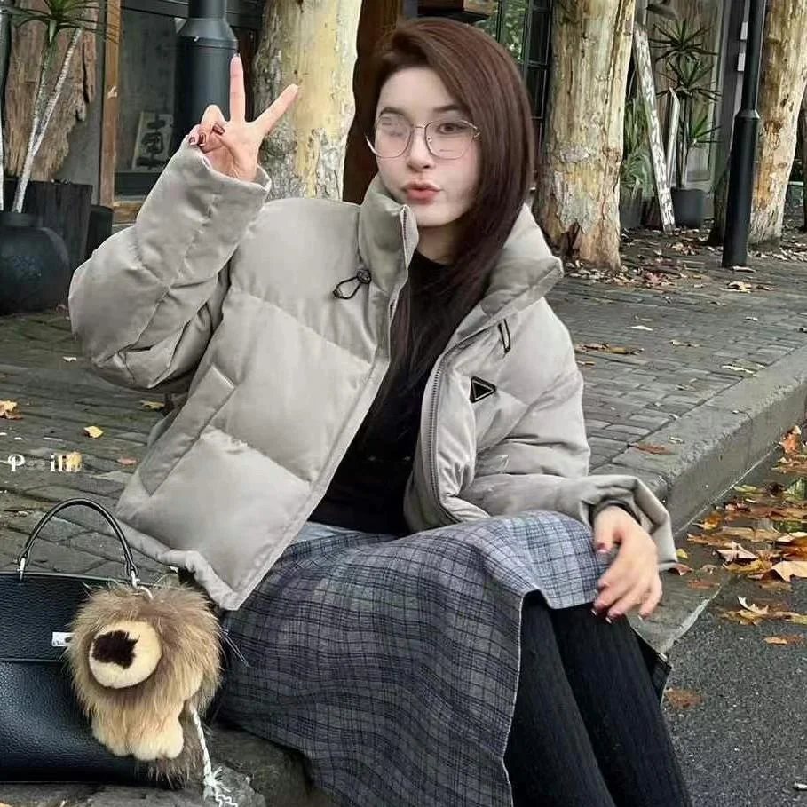 2024 новый зимний повседневный пуховик с воротником-стойкой и темным узором