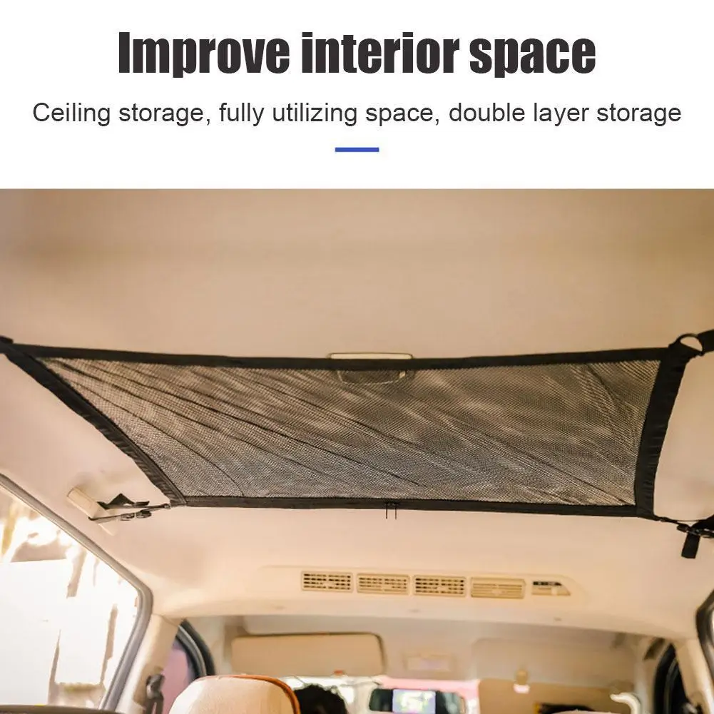 

Auto Supplies Storage Bag Double Open Zipper Storage Auto Adjustable Storage Zipper Bag Interior Debri Ceiling Net Net Net A4L8