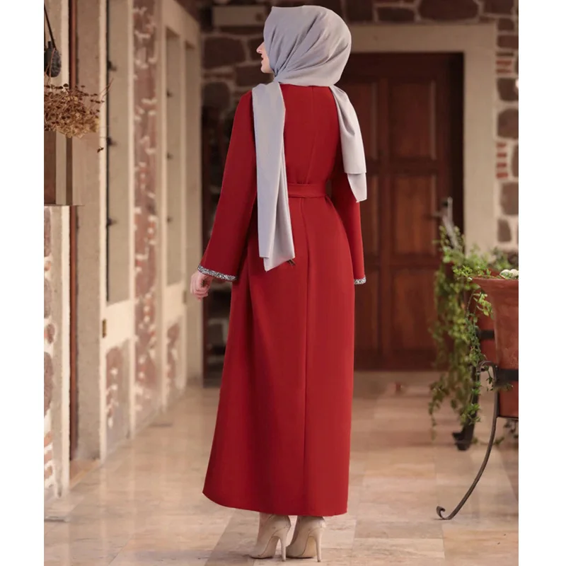 Turkish Abaya Muslim Women Long Sleeve Maxi Dress Vintage Kaftan Dubai Ramadan Traditional Islamic Arab Robe Jalabiya Solid Colo