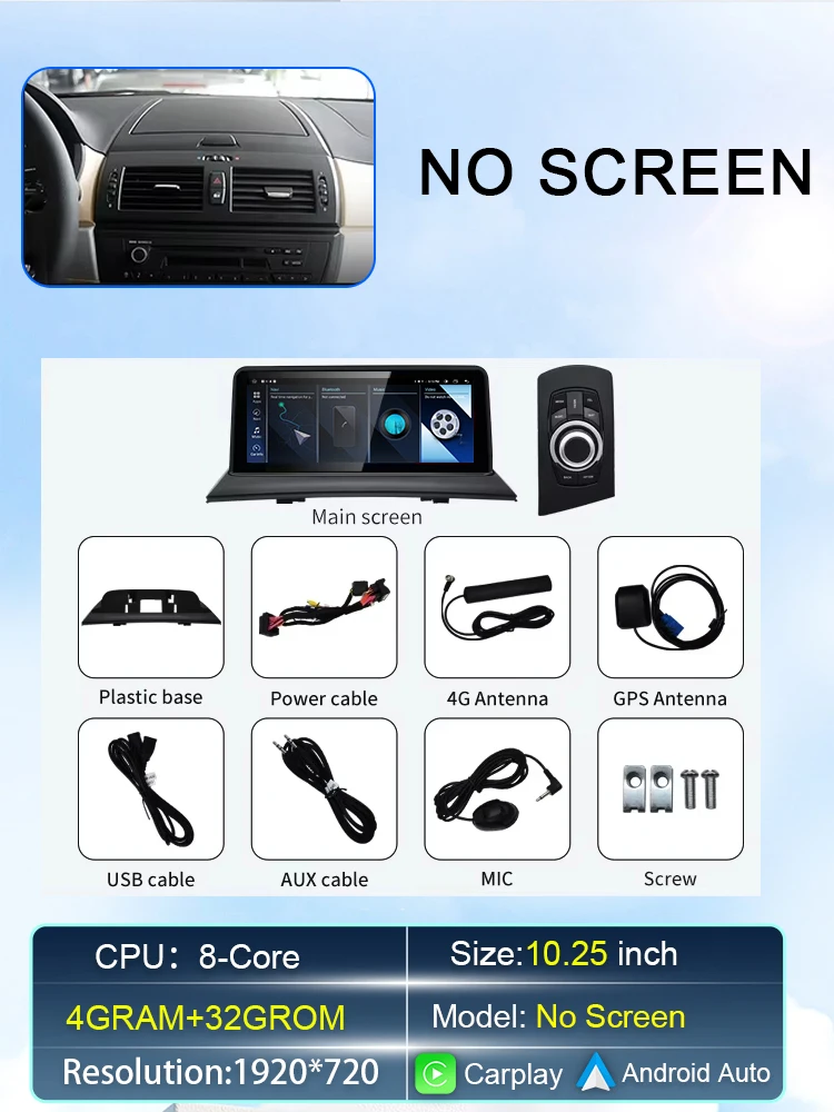 

10,25 "Android 13, беспроводная система Carplay, авторадио для BMW X3 E83 2003-2010, автомобильные видеоплееры, GPS-навигация, стерео головное устройство