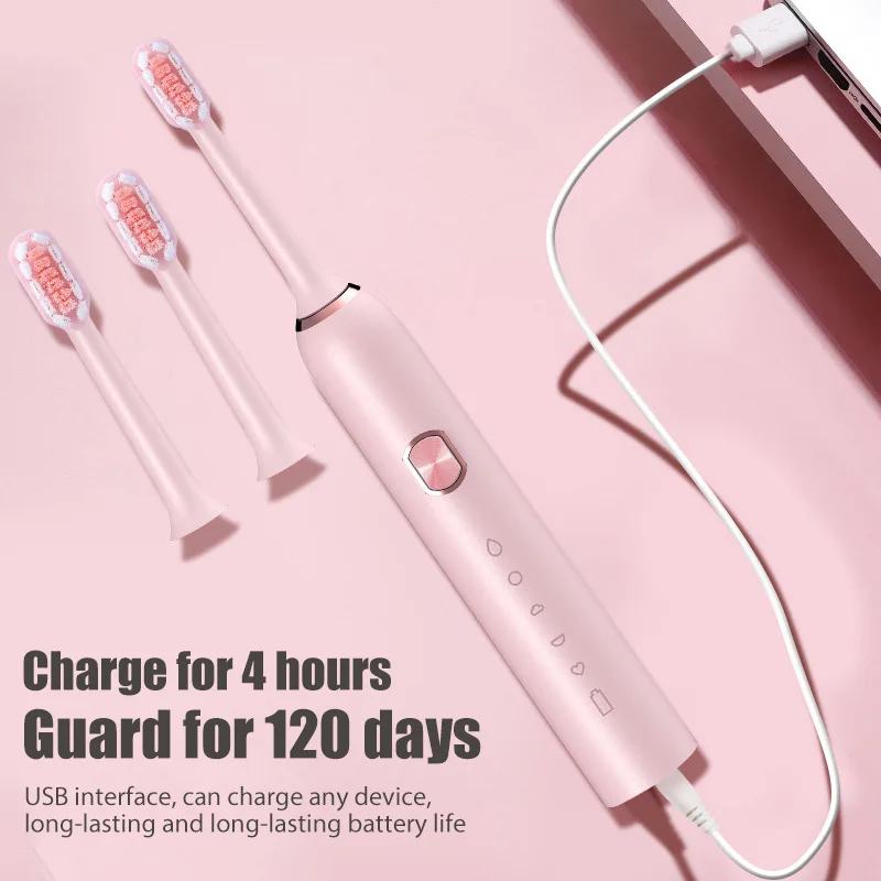 Ultrasonic Electric Toothbrush Sonic Toothbrushes Rechargeable Adult Waterproof Electric Tooth Brush with Toothbrush Head
