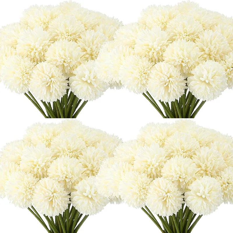 

Искусственные цветы хризантемы шарики белые 50 шт