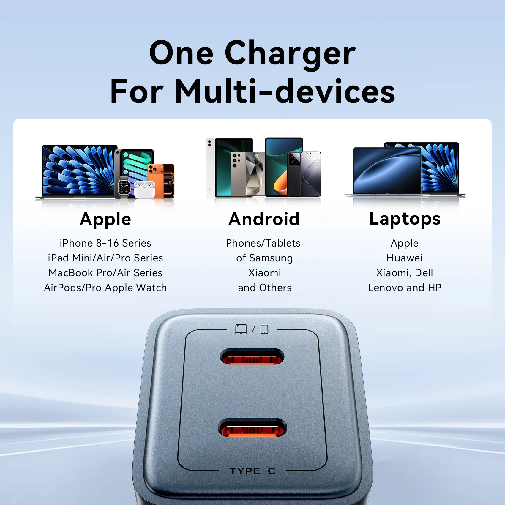 Зарядное устройство Vention 45W GaN с быстрой зарядкой USB-C PD3.0 Type-C для iPhone 16 15 14, Samsung S24, Xiaomi 13, портативное дорожное зарядное устройство (art.: 3920da95e1d2a) - 3920da95e1d2a