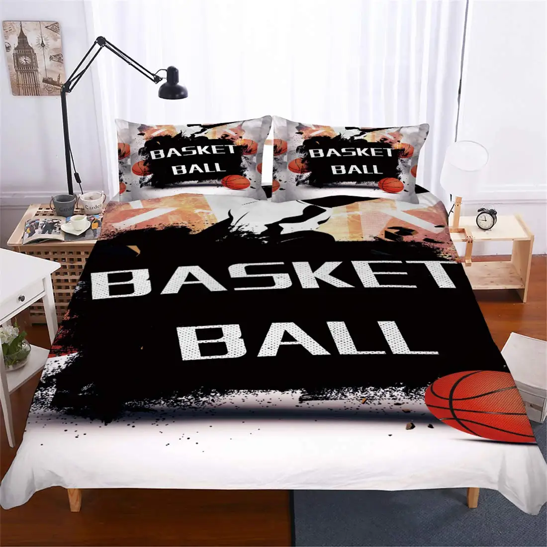 

Basketball Print 3D Bedding Sets King Microfiber Duvet/Comforter Cover Bedding Sets 3 Pieces 1 Duvet Cover 2 Pillowcases