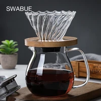 heat resistant clear high borosilicate coffee maker jug wooden v60 cup paper fliter drip kettle reusable pot coffee set barista