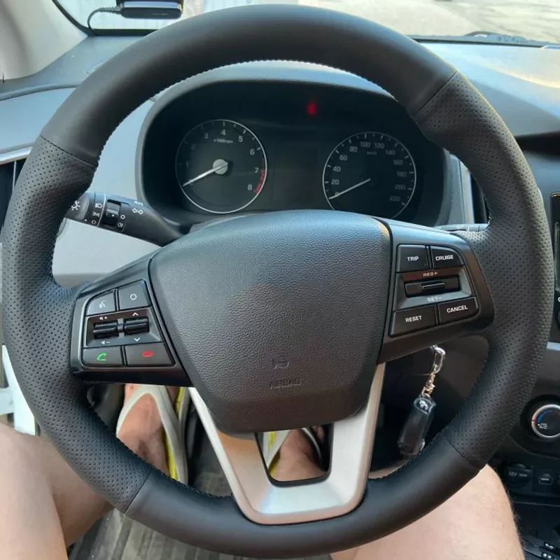 

DIY Custom Original Steering Wheel Cover For Hyundai ix25 ix35 Creta 2016-2018 Elantra 2017 Leather Braid For Steering Wheel