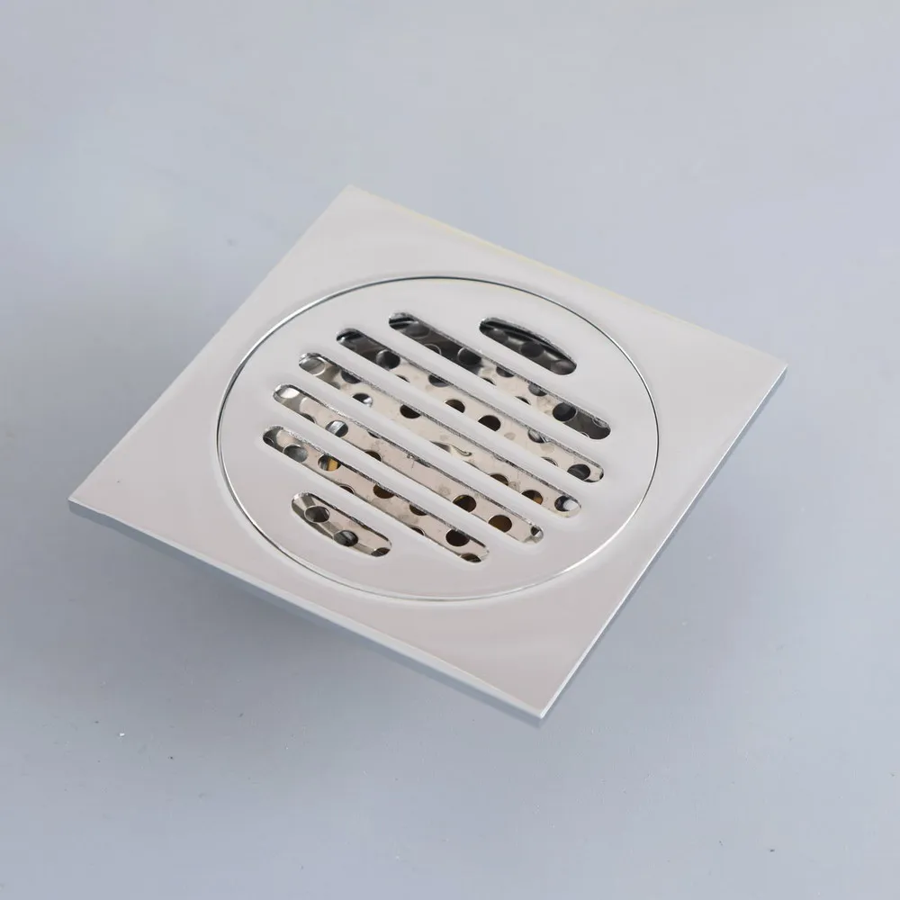 Полированная хромированная латунь квадратный слив для ванной комнаты решетка