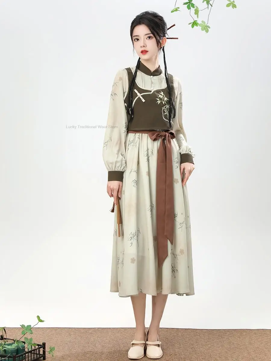 Новинка Весенняя Китайская традиционная одежда династия песни ханьфу для женщин