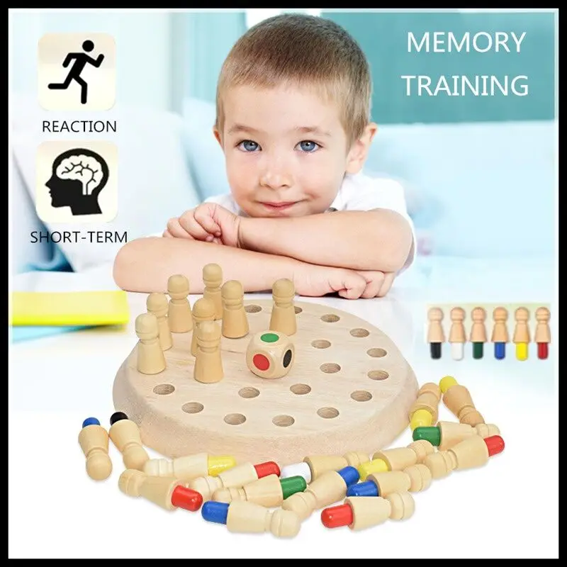 

Kids Wooden Memory Match Stick Chess Fun Color Game Board Puzzles Educational ToyCognitive Ability Learning Toys for Children
