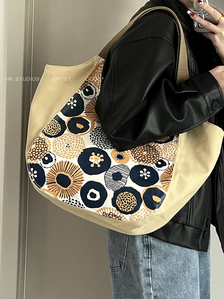 

New Canvas Commuting Large Capacity Brand Printing All-Match Foreign Style High-Grade Texture Women Shoulder Tote Armpit Handbag