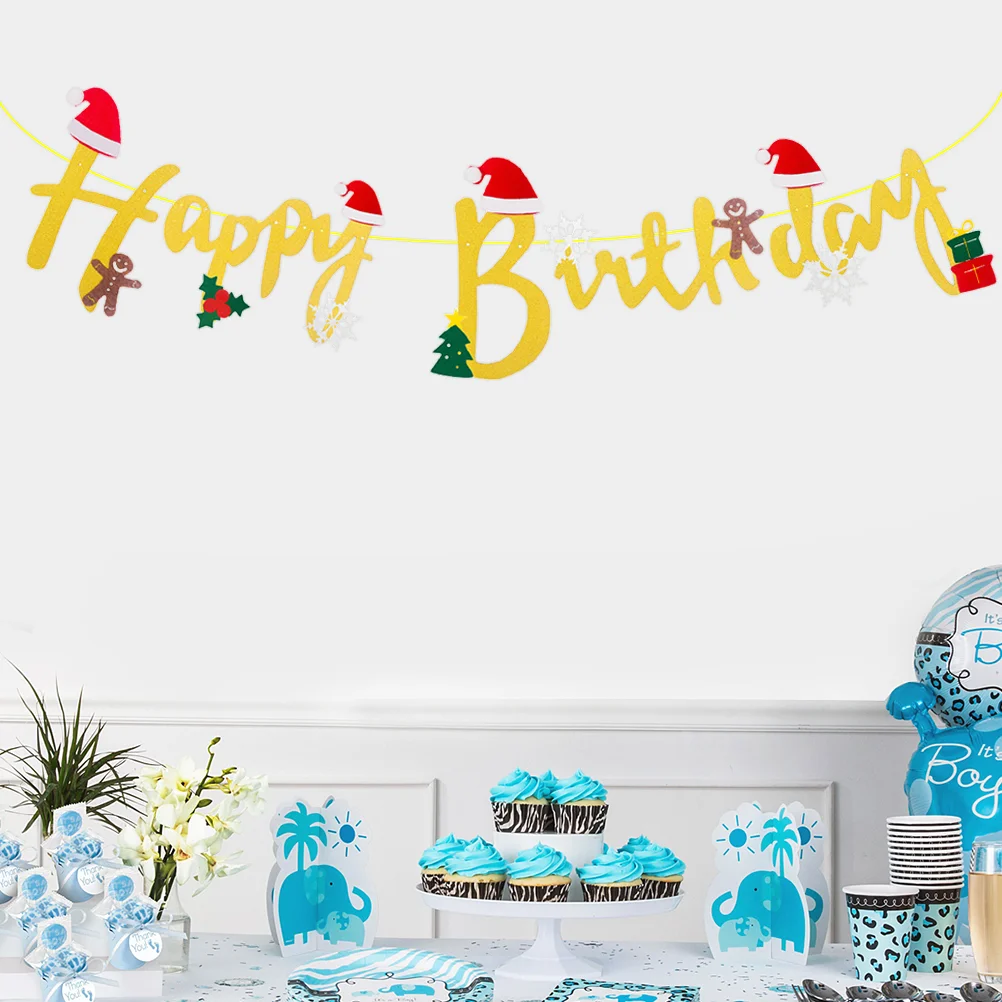 

1pc Banner Hanging Christmas Themed Cloth Letter Photo Props Flag Decor for Birthday