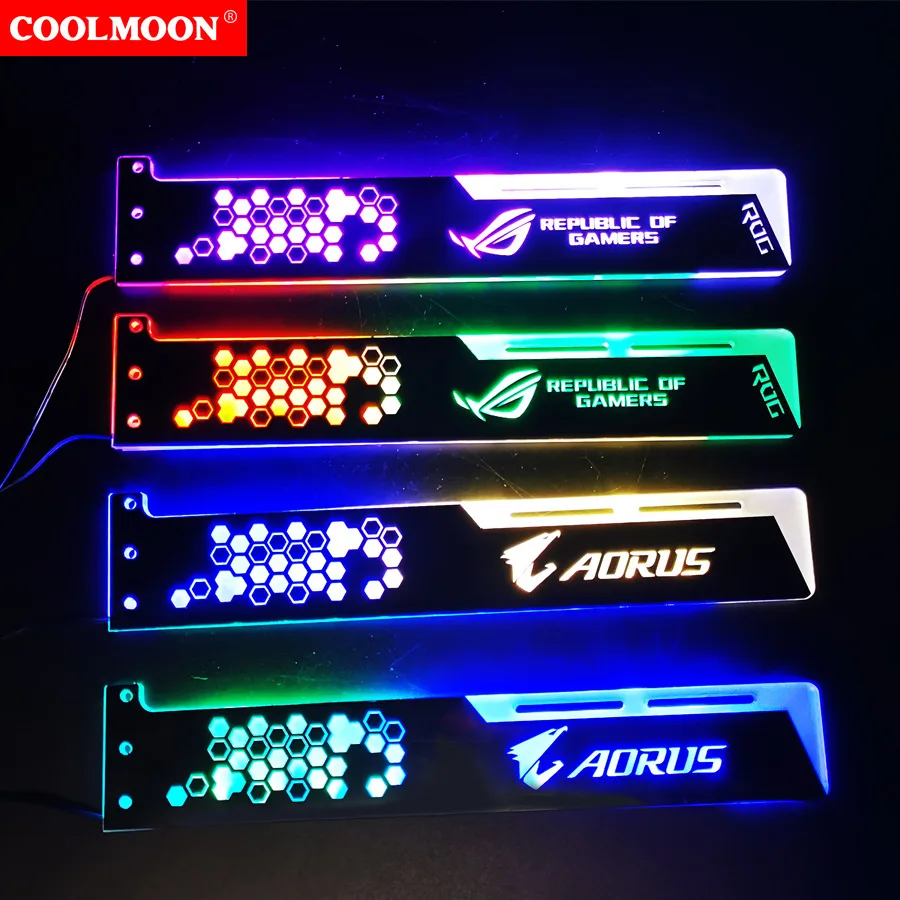 Кронштейн для видеокарты Coolmoon, RGB, 25/28 см, 5 В, 4 контакта Кронштейн для видеокарты Coolmoon, RGB, 25/28 см, 5 В, 4 контакта