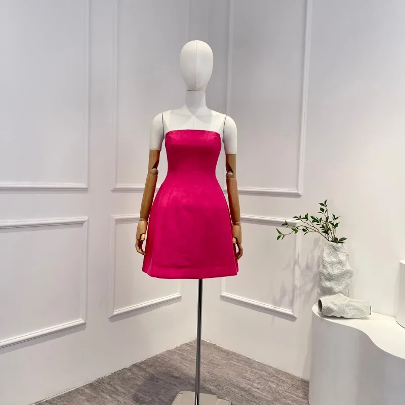 

2023 летнее розово-красное привлекательное облегающее мини-платье для женщин
