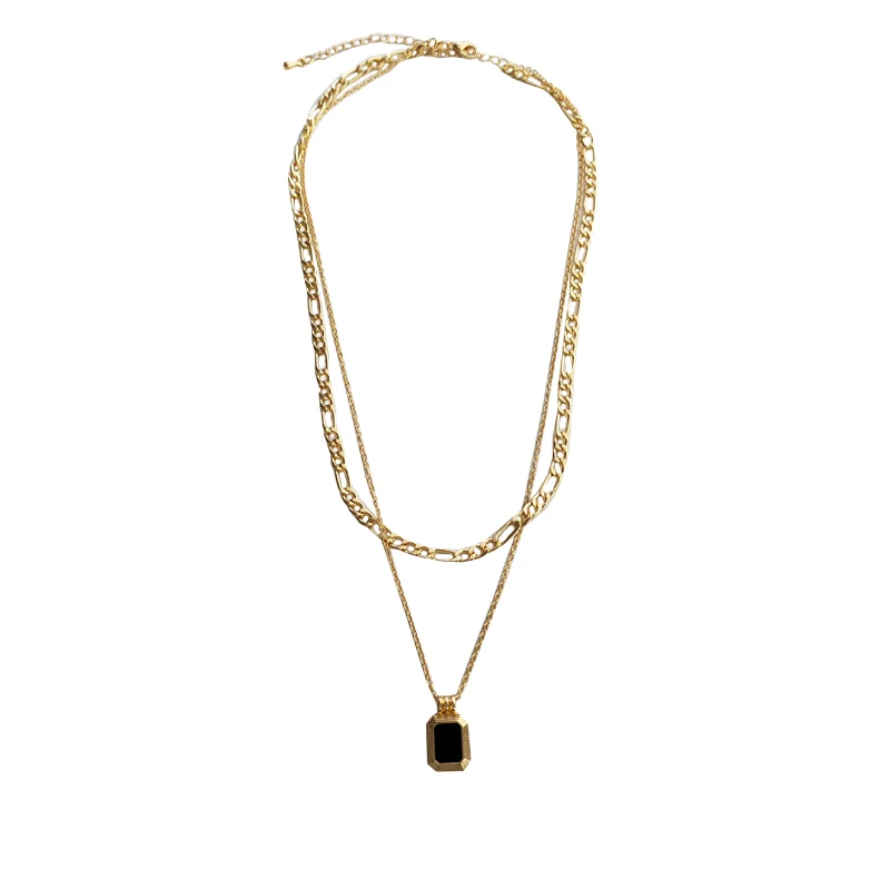 Современная бижутерия Двухслойное ожерелье-цепочка популярный дизайн золотой