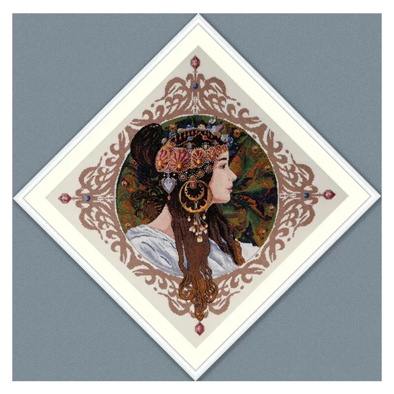 Amishop Одежда высшего качества красивый комплект для вышивки крестом брюнетка