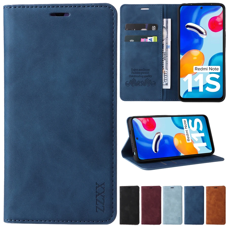 

Wallet Skin Feel Flip Leather Case For Xiaomi Redmi 10 10C 9A 9C 9T Note 11 11S 11 Pro 10S 9 8 7 Pro Mi Poco F3 X3 X4 M4 Pro 11T