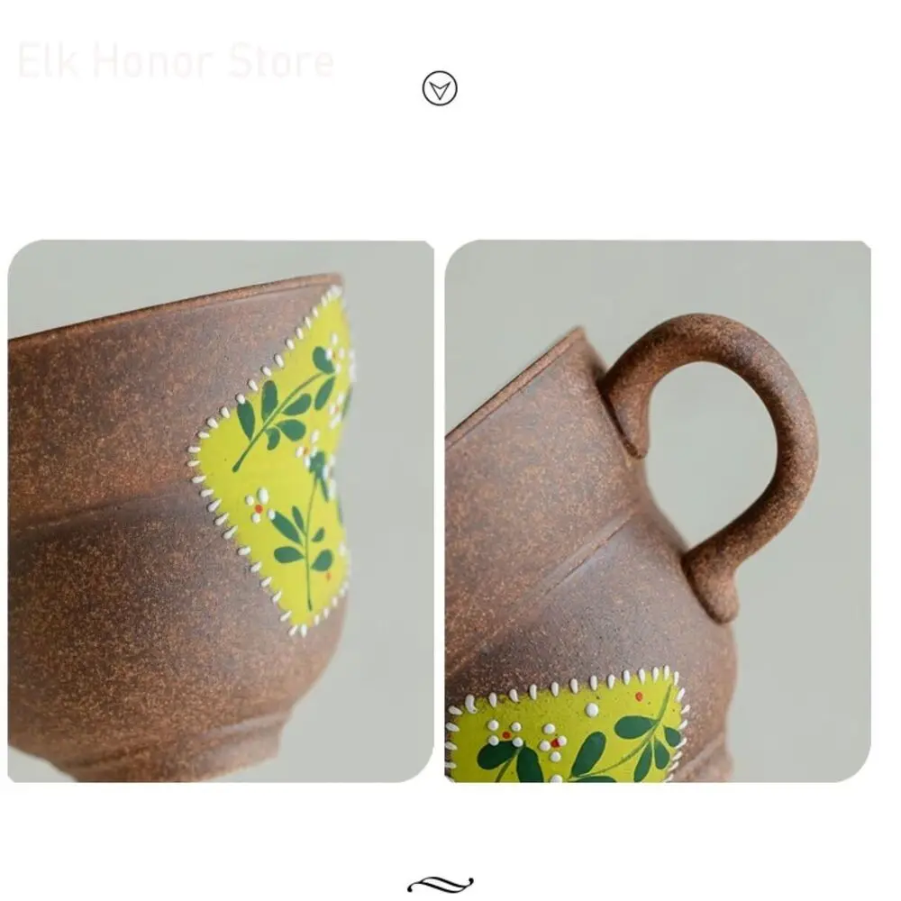 Чашка керамическая в стиле ретро старинная грязевая кружка ручная роспись для