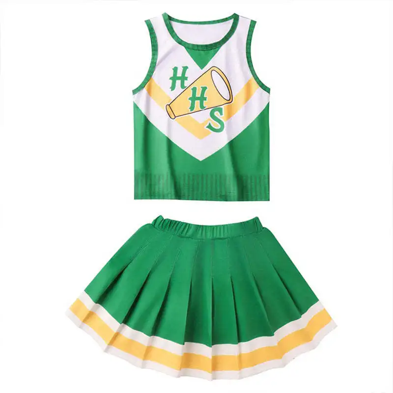 

Stranger Things 4 Cheerleading Uniform for Kids One-piece Chrissie Cosplay Costume Sleeveless Cheerleader Pleated Skirt Dress