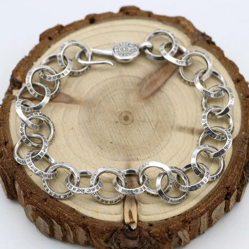 

Модный студенческий браслет из стерлингового серебра, одинарный круг, искусственное дерево, персонализированные крутые повседневные аксессуары, корейское издание, Молодежная коллекция