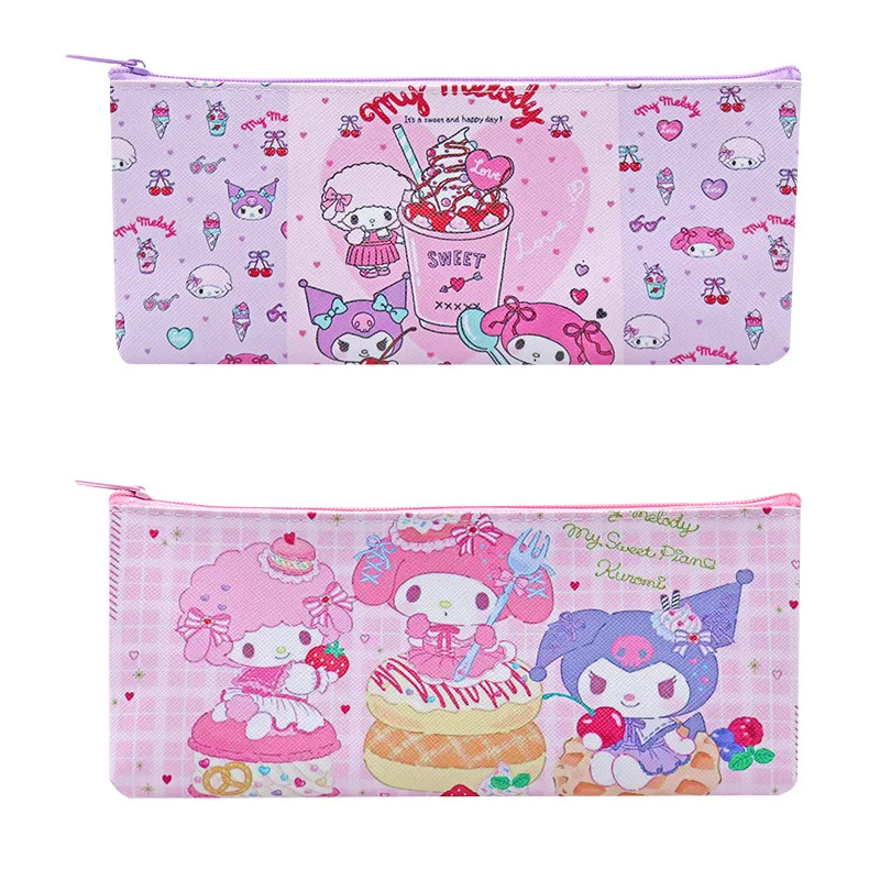 

Hello Kitty Sanrio 21Cm PU Coin Wallet Cinnamoroll Melody Kuromi Wallet Multifunction Toys Purse Quality ID Hold School Supplies
