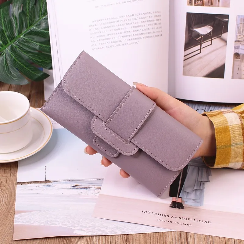 

Clutch Wallet Luxury Solid Color New Ultra-thin Tri-fold Flap Korean Version of The Small Fresh Change Multifunctional Wallets