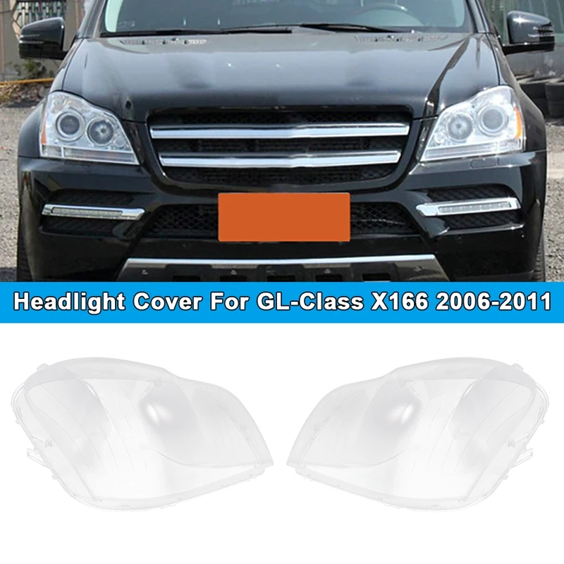 

LH+RH Car Headlight Shell Lamp Shade Transparent Lens Cover Headlight Cover For Benz GL-Class X166 2006-2011