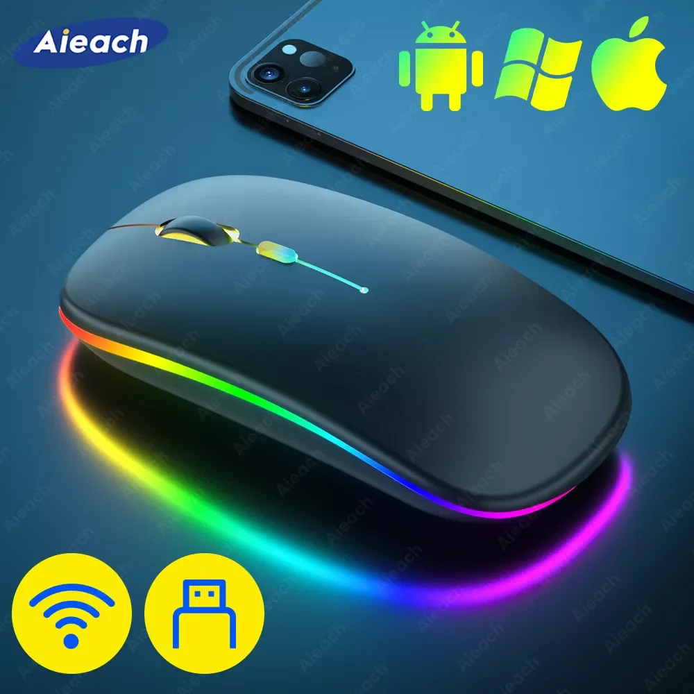 

Backlight Wireless USB Mouse Bluetooth-compatible Mice For PC Computer Laptop Tablet Phone Rechargeable Silent Ergonomic Mouse