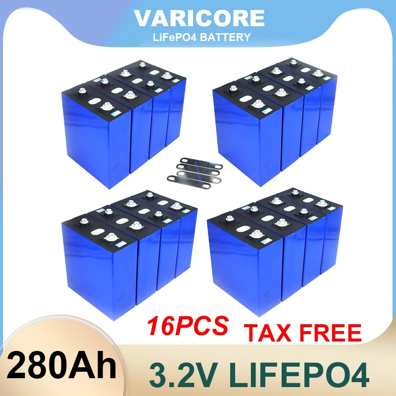 16pcs VariCore 3.2V 280AH battery pack LiFePO4 12V 24V 280000mAh for E-scooter RV Solar Energy storage system Travel Batteries