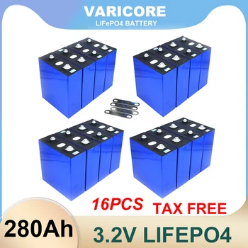 VariCore-16pcs 3.2V 280AH 배터리 팩, LiFePO4 12V 24V 280000mAh, 전자 스쿠터 RV 태양 에너지 저장 시스템 여행 배터리용