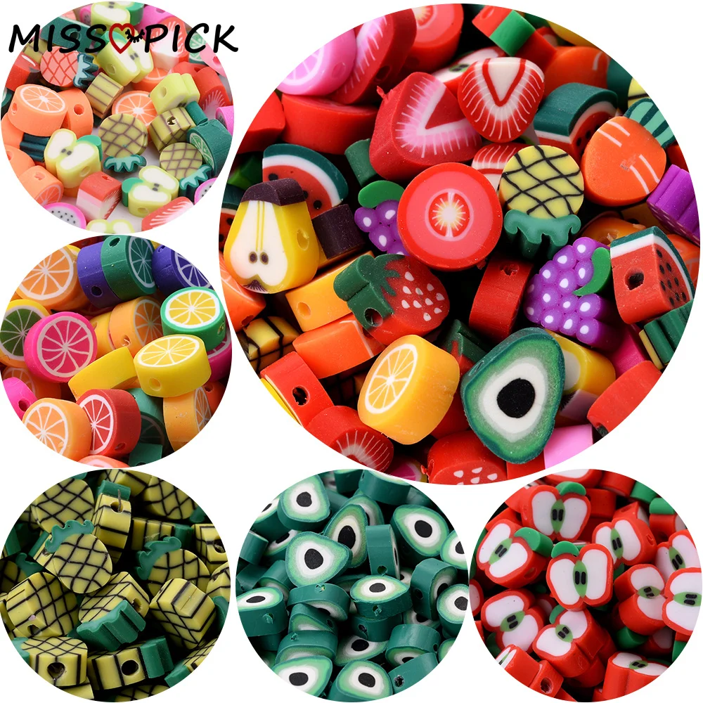 Бусины из полимерной глины в форме фруктов 30/50/100 шт