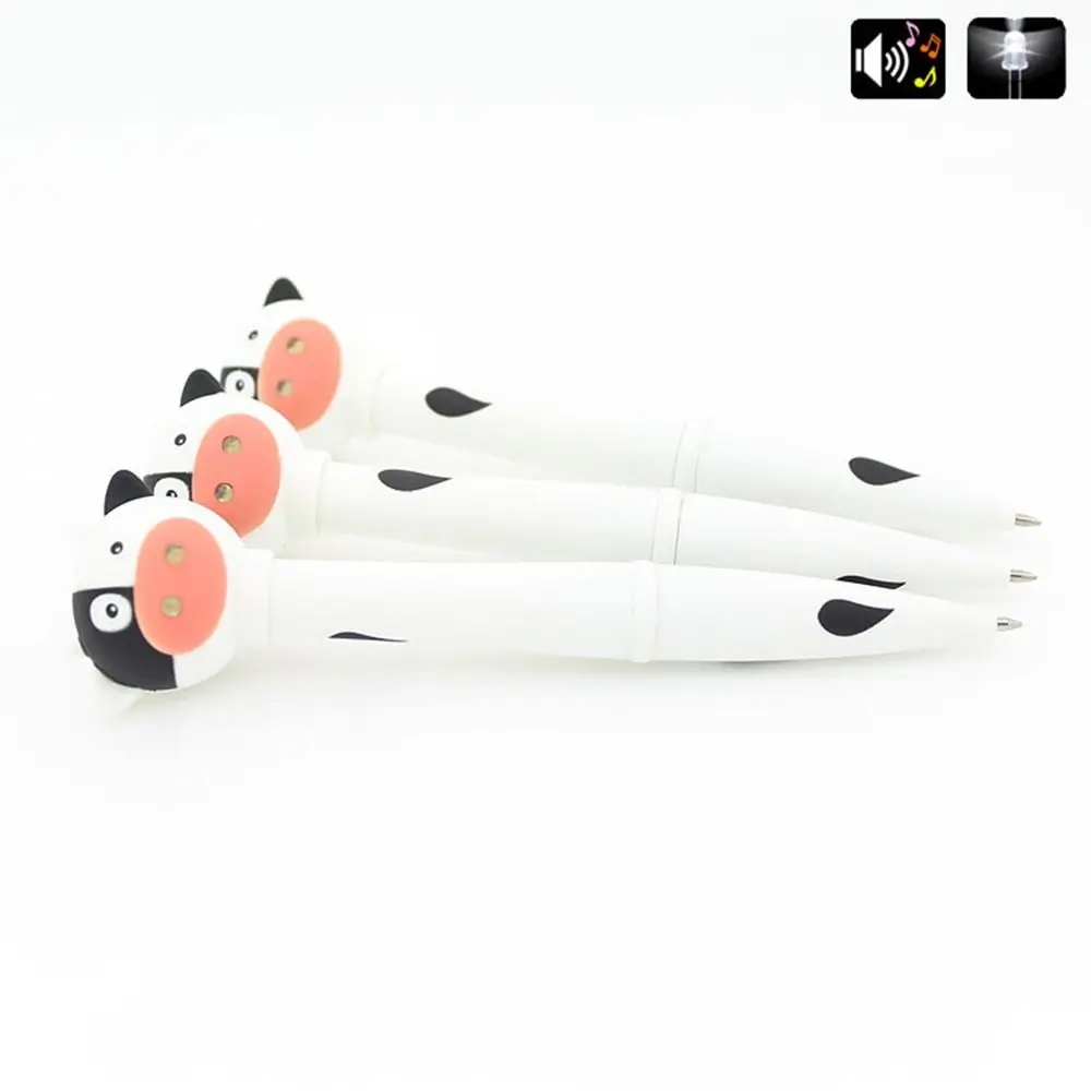 Забавный подарок светящаяся шариковая ручка в форме коровы пластиковая
