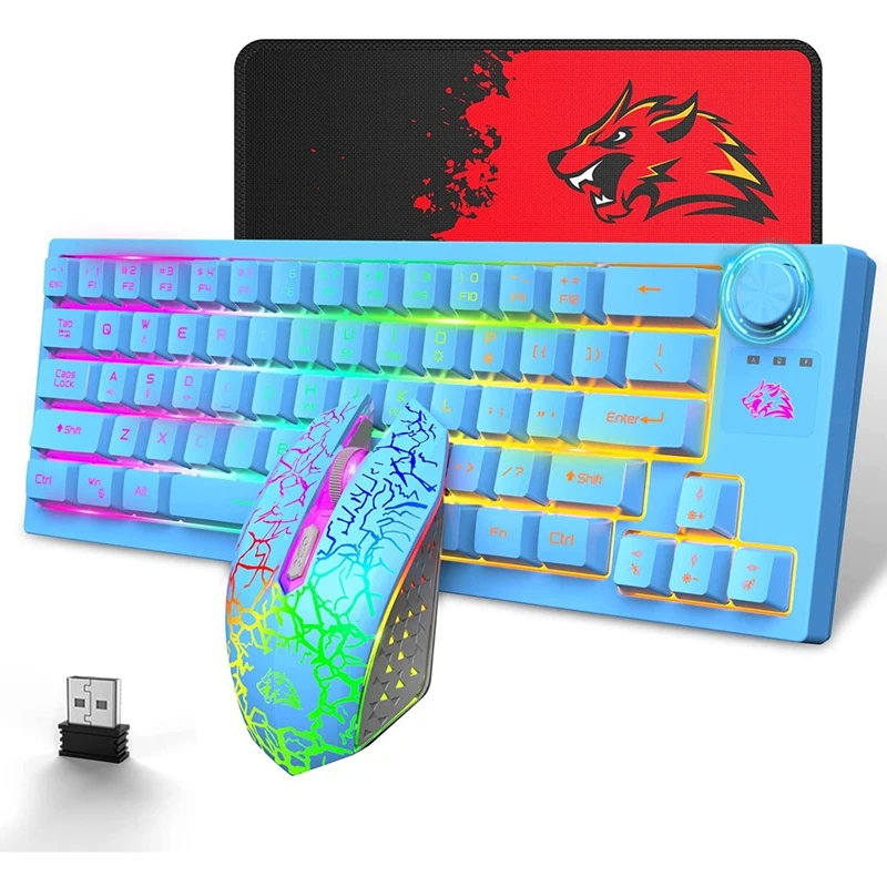 

2.4GHz Wireless Gaming Keyboard and Mouse Combo,12 RGB Backlight,Mechanical Keyboard and Mute Mice for PC,PS4,Laptops