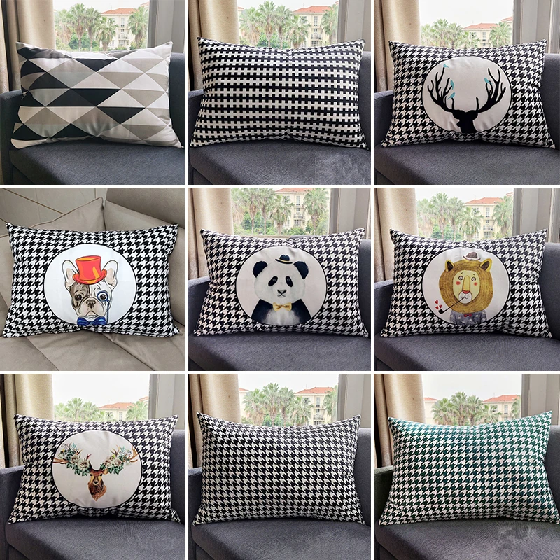 30x50см геометрическая подушка из полиэстера с милым львом и пандой на обложке для подушки на стулья, диваны домашнего декора.