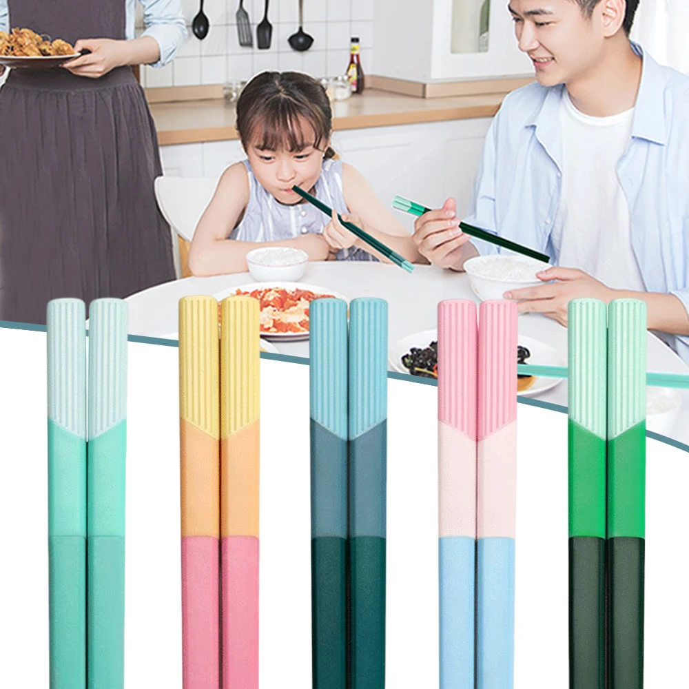 

5 Pairs Fiberglass Chopsticks Reusable Splicing Color Heat-Resistant Chopsticks Reusable Square Chopsticks Asian Flatware CLH@8
