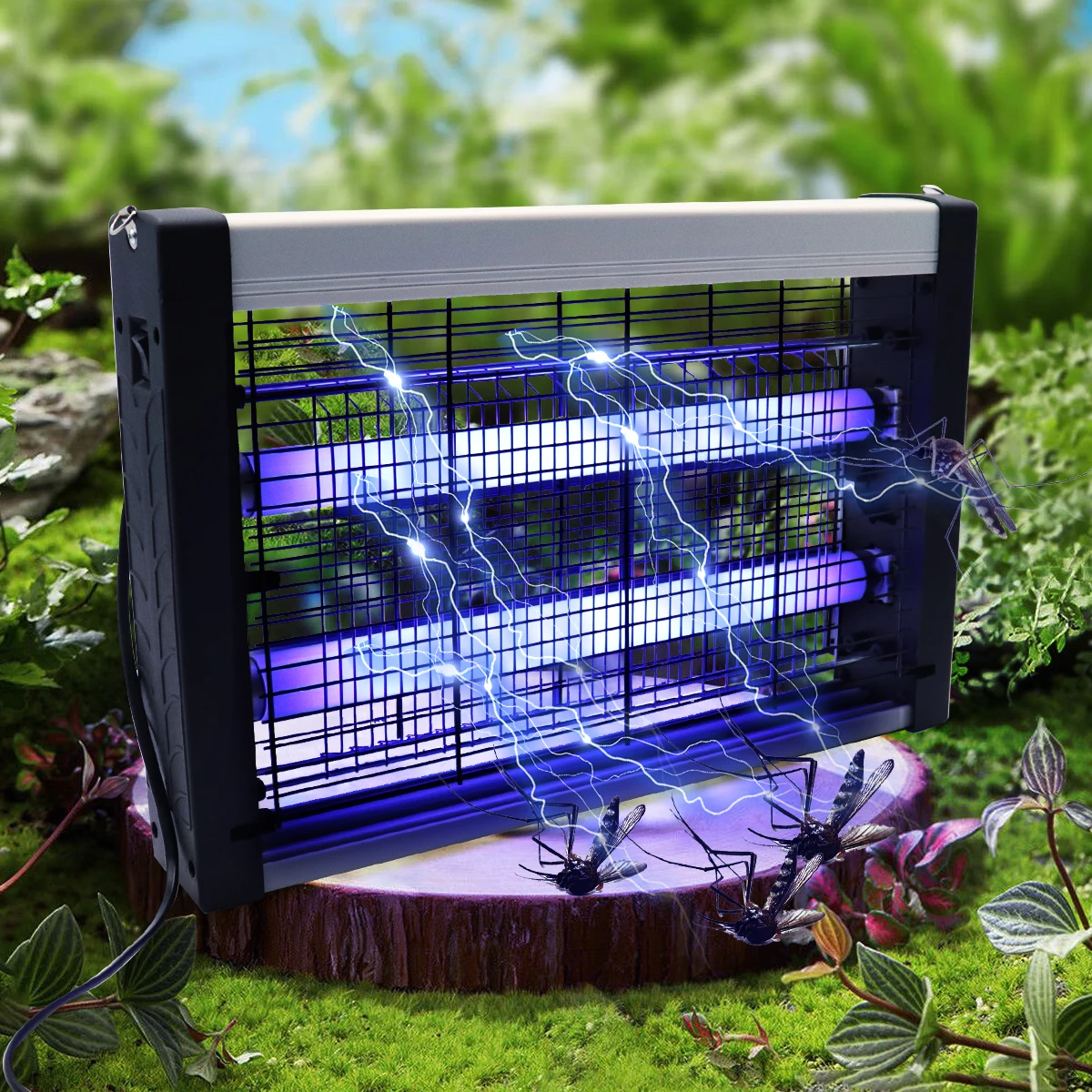 Лампа-ловушка для комаров с электрошоком настенное крепление