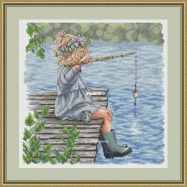 

Counted Cross Stitch Kit Bothy Threads Poppy Animal Fox Cow Horse Robin The little girl fishing 37-37