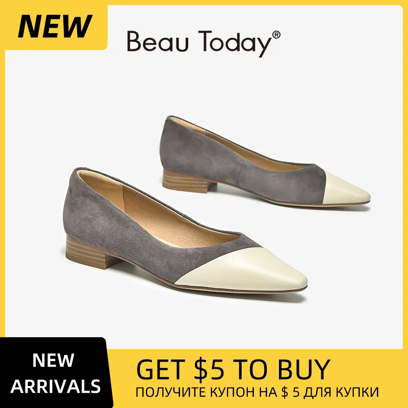 

BeauToday Flats Women Patchwork Slip-on Pointed Toe Mixed Color Square Heel Casual Summer Outdoor Shallow Ladies Shoes 18237
