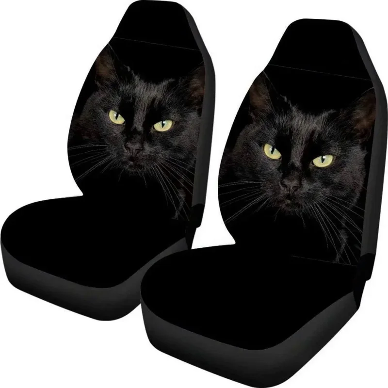 

Black Cat Animal Car Covers 2Pc Front Seats Only Automotive Accessories Saddle Blanket Universal Bucket Seat Cover