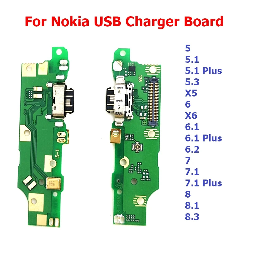 50Pcs For Nokia 7.1 7 Plus 5.1 5.3 X5 X6 6 6.1 6.2 8 8.3 USB Charging Dock Jack Socket Port Connector Charge Board Flex Cable