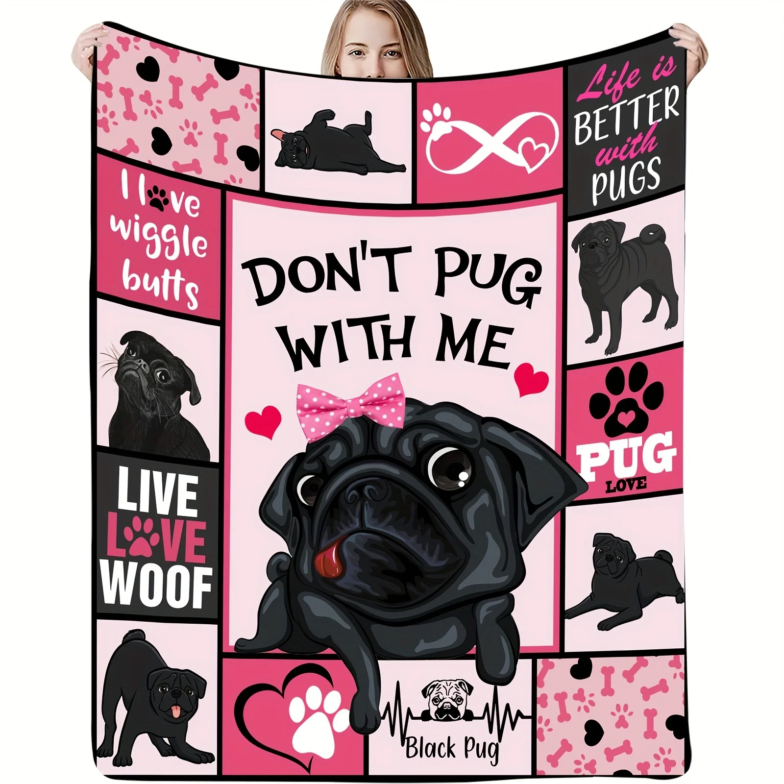 

1PC Cute Dog Print Flannel Blanket, Lightweight Comfortable Soft Warm Bed Couch Blanket,Pet Blanket Lightweight Plush Blanket