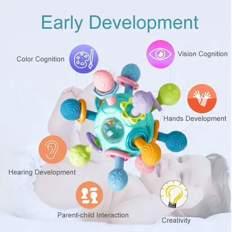 Детские игрушки 0-12 месяцев вращающийся погремушка мяч для захвата развивающая