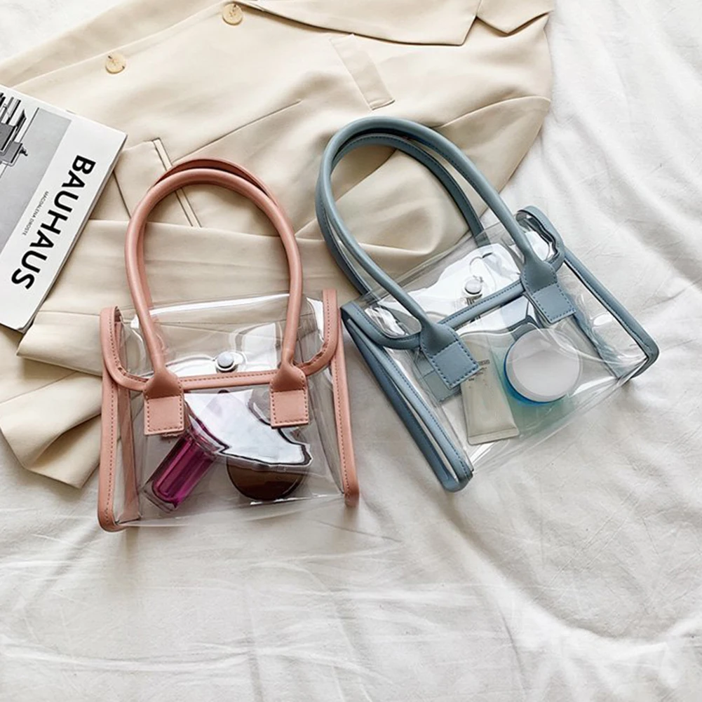 

Женские модные сумки с верхними ручками, прозрачная сумка через плечо из ПВХ для женщин, Маленькая женская косметическая сумка для хранения