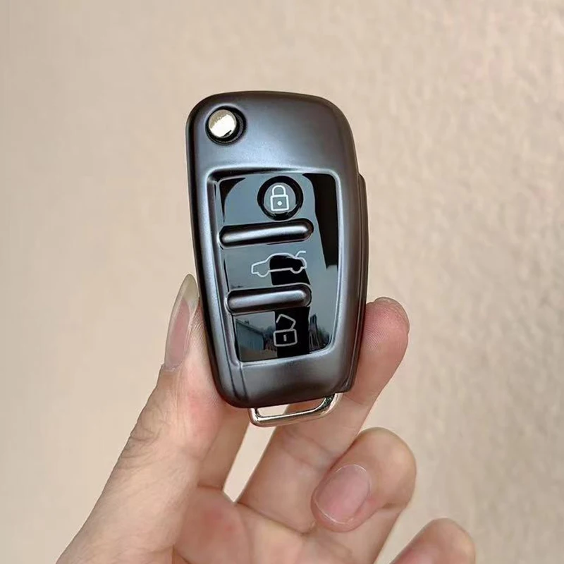 

Серый чехол для ключей из ТПУ для Audi A4 B7 A6 C6 4f 8v A3 8p A1 A3, аксессуары, автоматический держатель для ключей с 3 кнопками, куртка