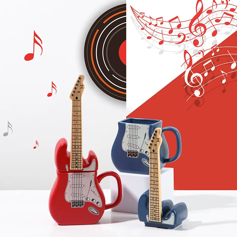 

450ml Creative Guitar Cup Shape Mug New Strange 3D Ceramic Cup Fashion Craft Gifts Decorations Daily Ornaments