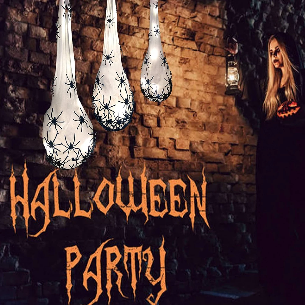 

Новинка, светящиеся яйца-пауки на Хэллоуин, светящиеся украшения для улицы, паутина с подсветкой, подарок для дома и улицы