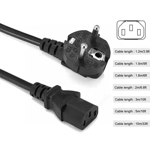 Удлинительный кабель ЕС 1,5/2/3/10 м 10 А IEC C13, адаптер питания, шнур для настольного ПК Dell, монитора, диджея, студийного освещения, телевизора