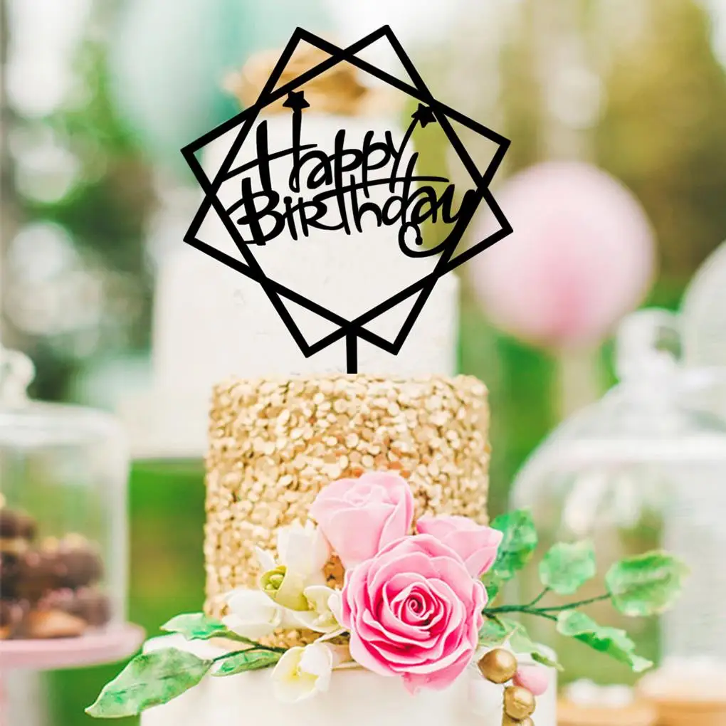 

Cupcake Cake Topper Card Fashion Gold Sliver Birthday Decor Love Baking Cake Home Happy 1pc New Novelty Acrylic Party Supplies