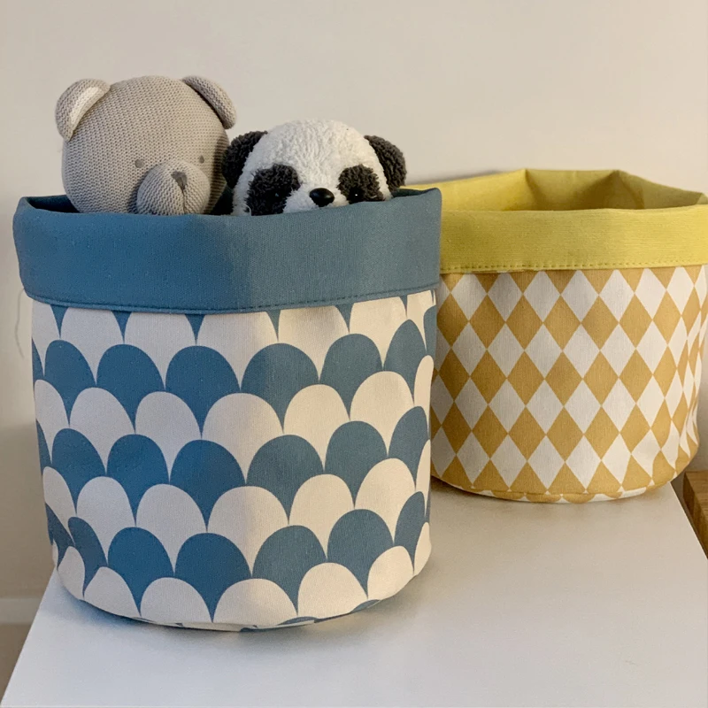 

Ящик для хранения DUNXDECO для дома и офиса, аксессуары, косметичка, современный синий и желтый складной органайзер для стола из хлопчатобумажн...