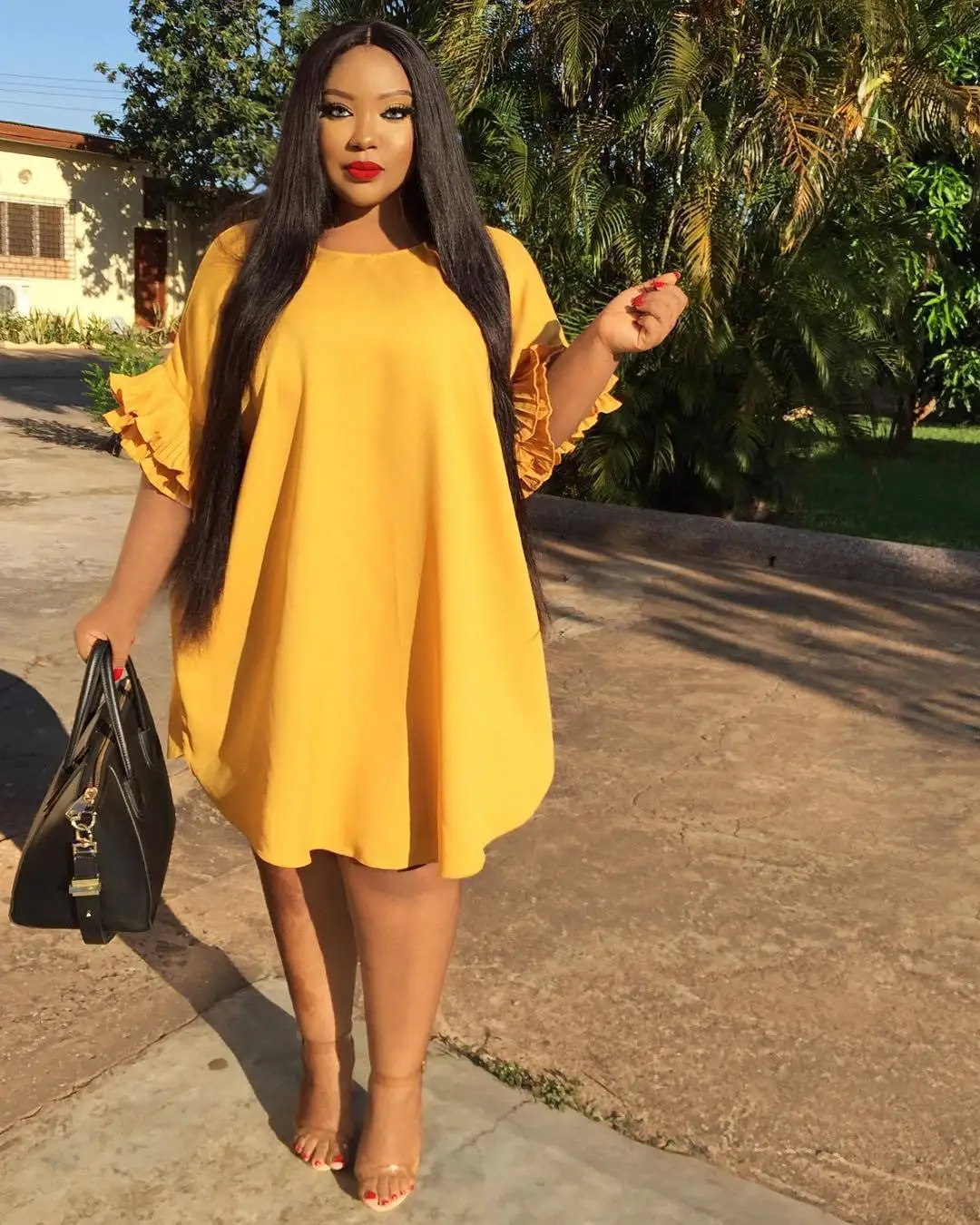 

Africa Style Solid Color Elegant Women Dresses XL-5XL Plus Size Short Sleeve Loose Casual Dress Streetwear Wholesale Clothing