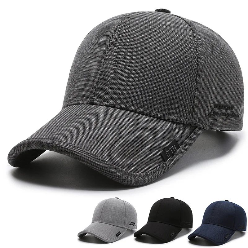

2022 Winter Black Gray Mature Baseball Caps for Men Women Outdoor Sports Running Golf Cap Cotton Breathable Trucker Hat Bone